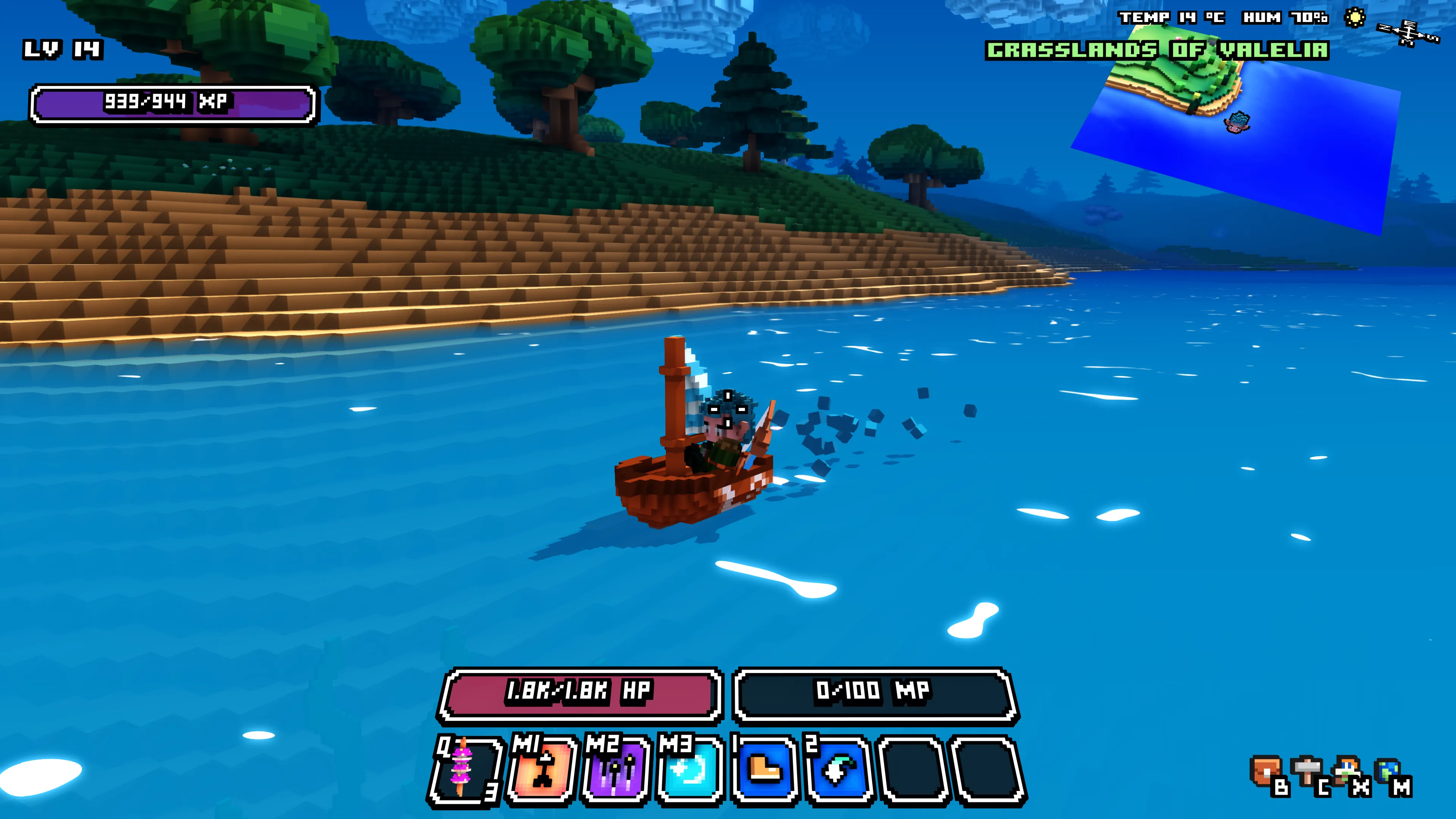 Sailing along the coast in Cube World Omega.